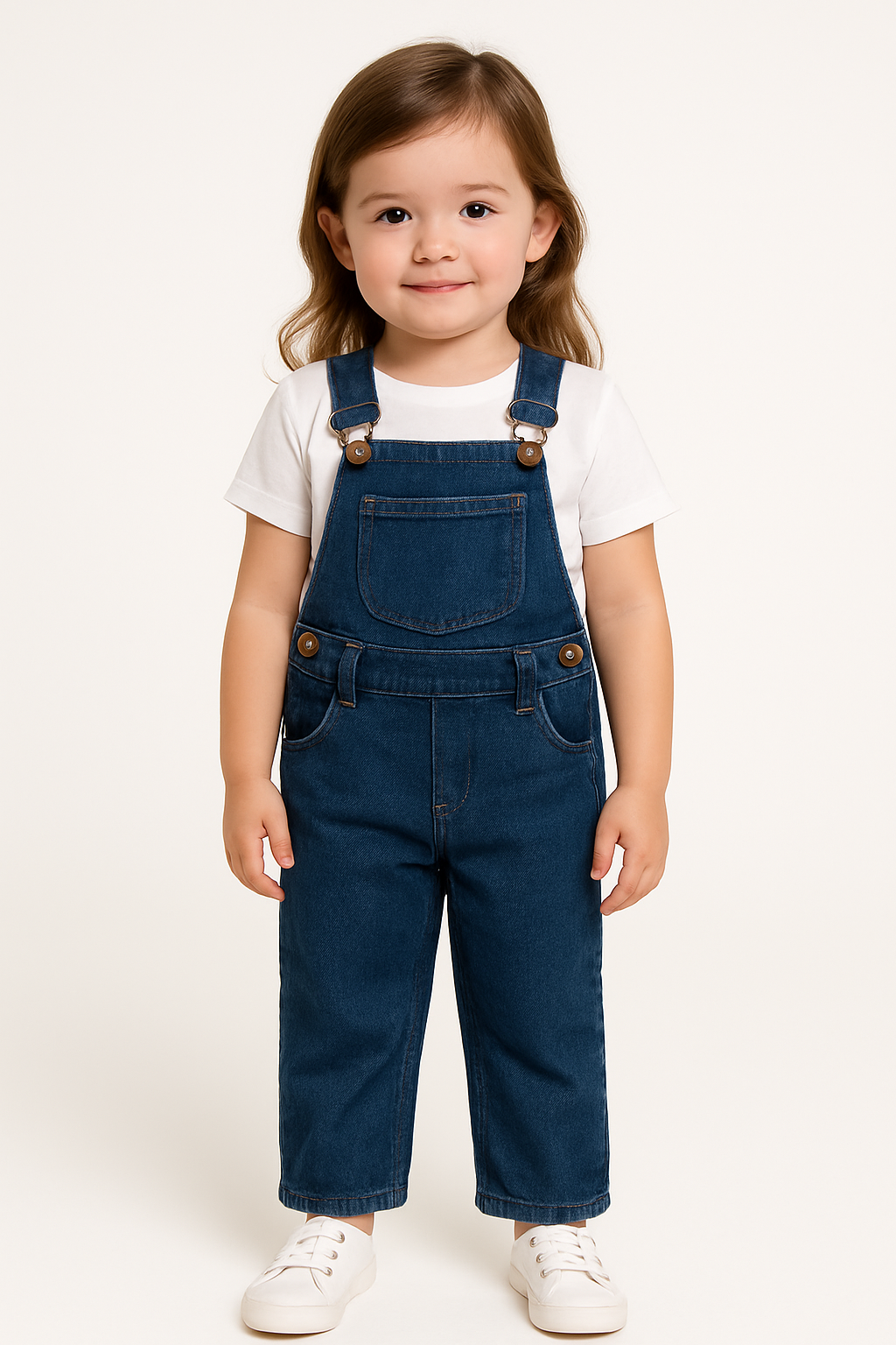 Classic Jeans Dungaree with White T-Shirt – For Boys (Age 1-3)
