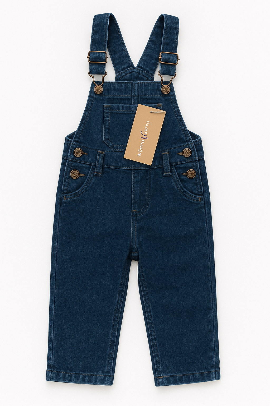 Classic Jeans Dungaree with White T-Shirt – For Boys (Age 1-3)