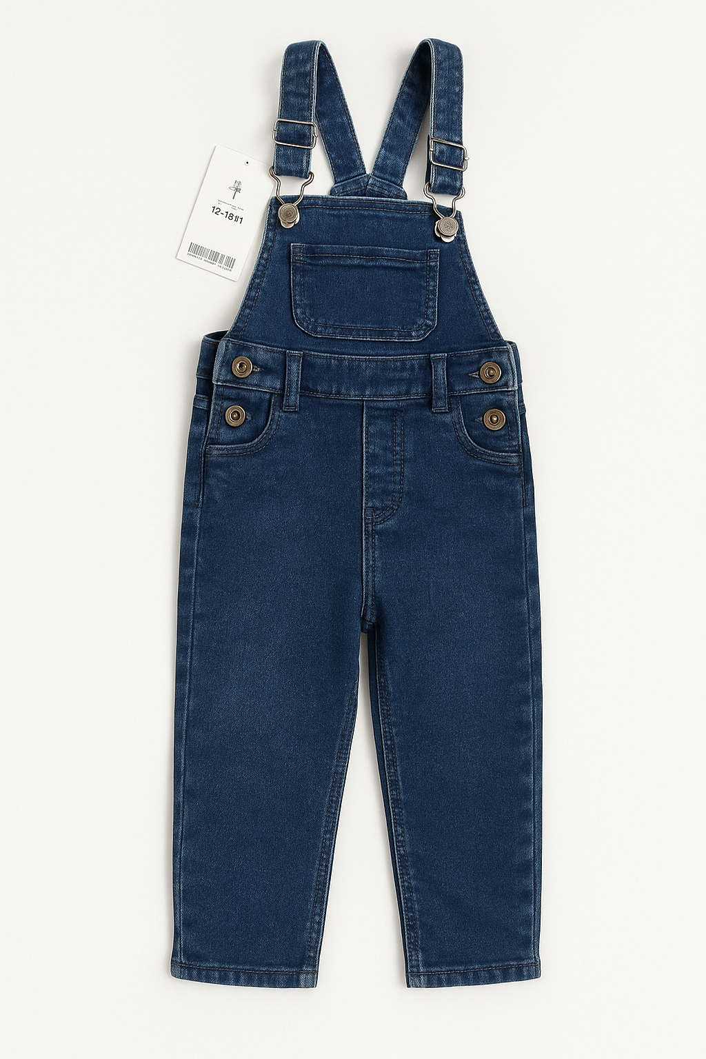 Classic Jeans Dungaree with White T-Shirt – For Boys (Age 1-3)